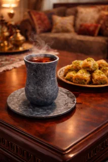 استکان و نعلبکی سنگی