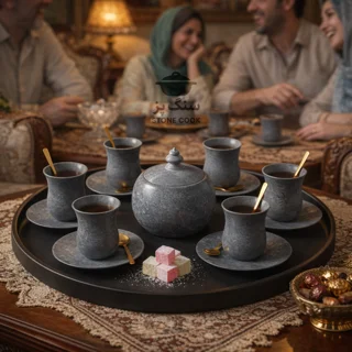ست استکان و نعلبکی سنگی