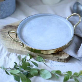 تابه گریل و سینی سنگی دسته استیل