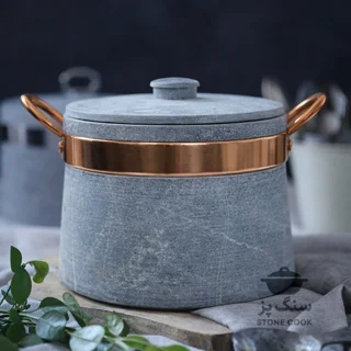 دیگ و دیزی سنگی مدل مانا دسته مسی